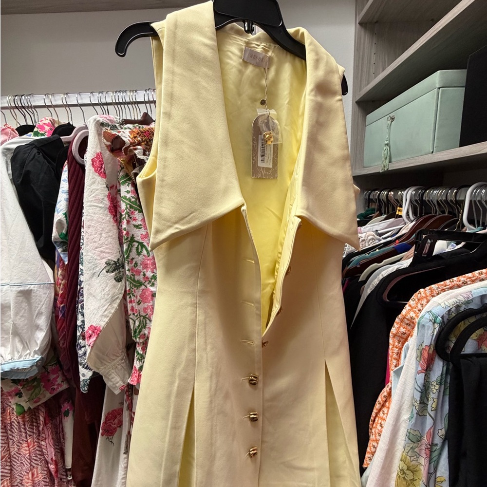 Meshki Pale Yellow Button-Front Mini Dress - Picture 5 of 6